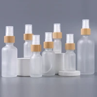 5ml 100ml frosted spray bottle with bamboo cap refillable high quality thick frosted glass perfume bottles 10 pcs