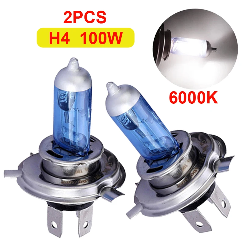 

2 шт. супер светодиодные лампы белые 12 В H1 H4 H7 комплект фар 100 Вт 6000 К автомобильные лампы ксеноновые лампы супер яркие галогенные автомобильные фары