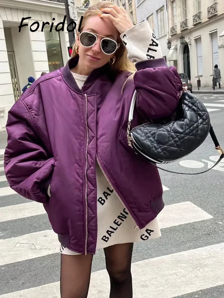 

Foridol Padded Sports Bomber Jacket Coat Casual Loose Stylish Quilted Coat Women Outerwear Vintage Fashion Outfit Basic 2022