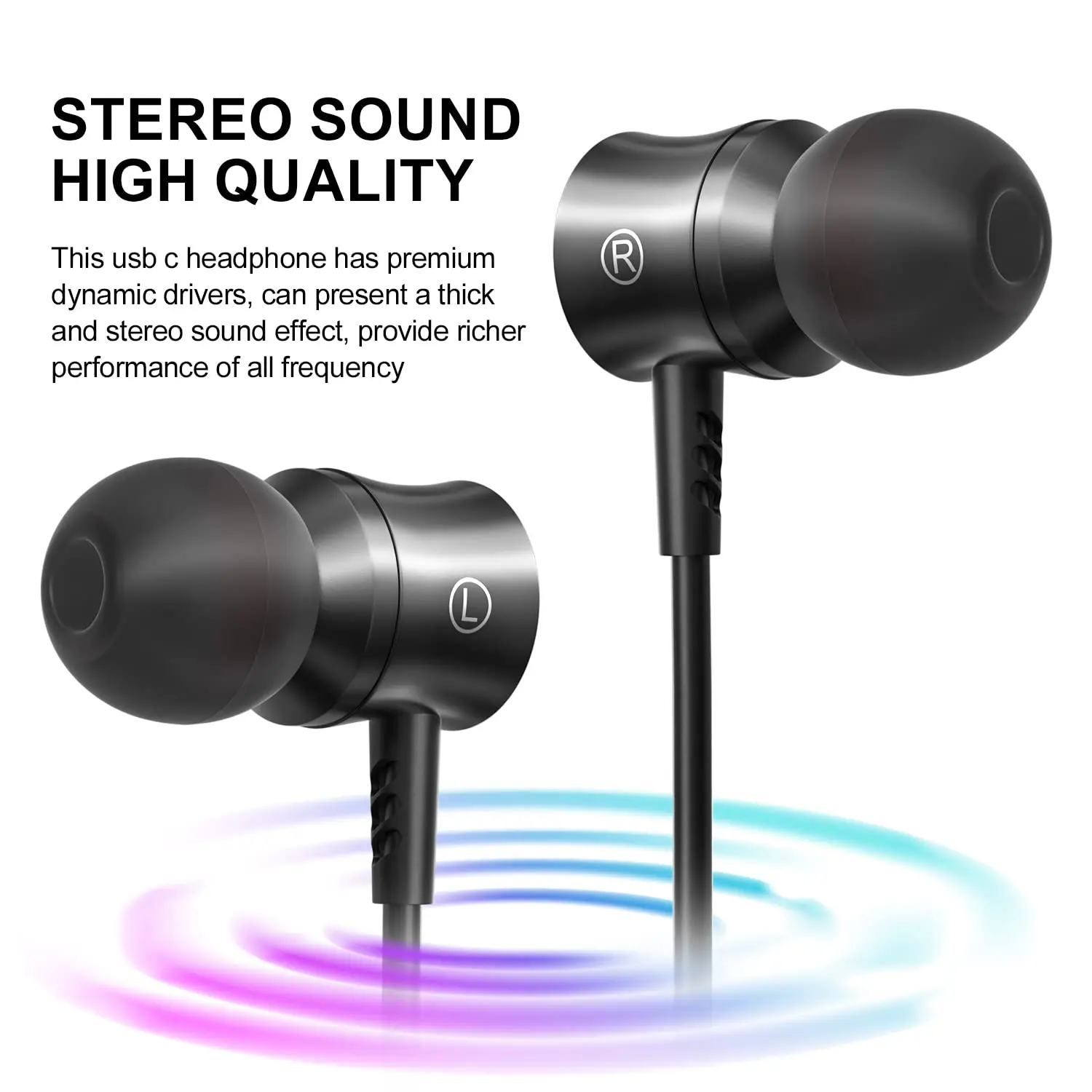 Фото Наушники USB C Dolby Sound с шумоподавлением Type C 3,5 мм, музыкальные проводные наушники для Samsung Galaxy S24 S23 Ultra iPhone 16 15 №2