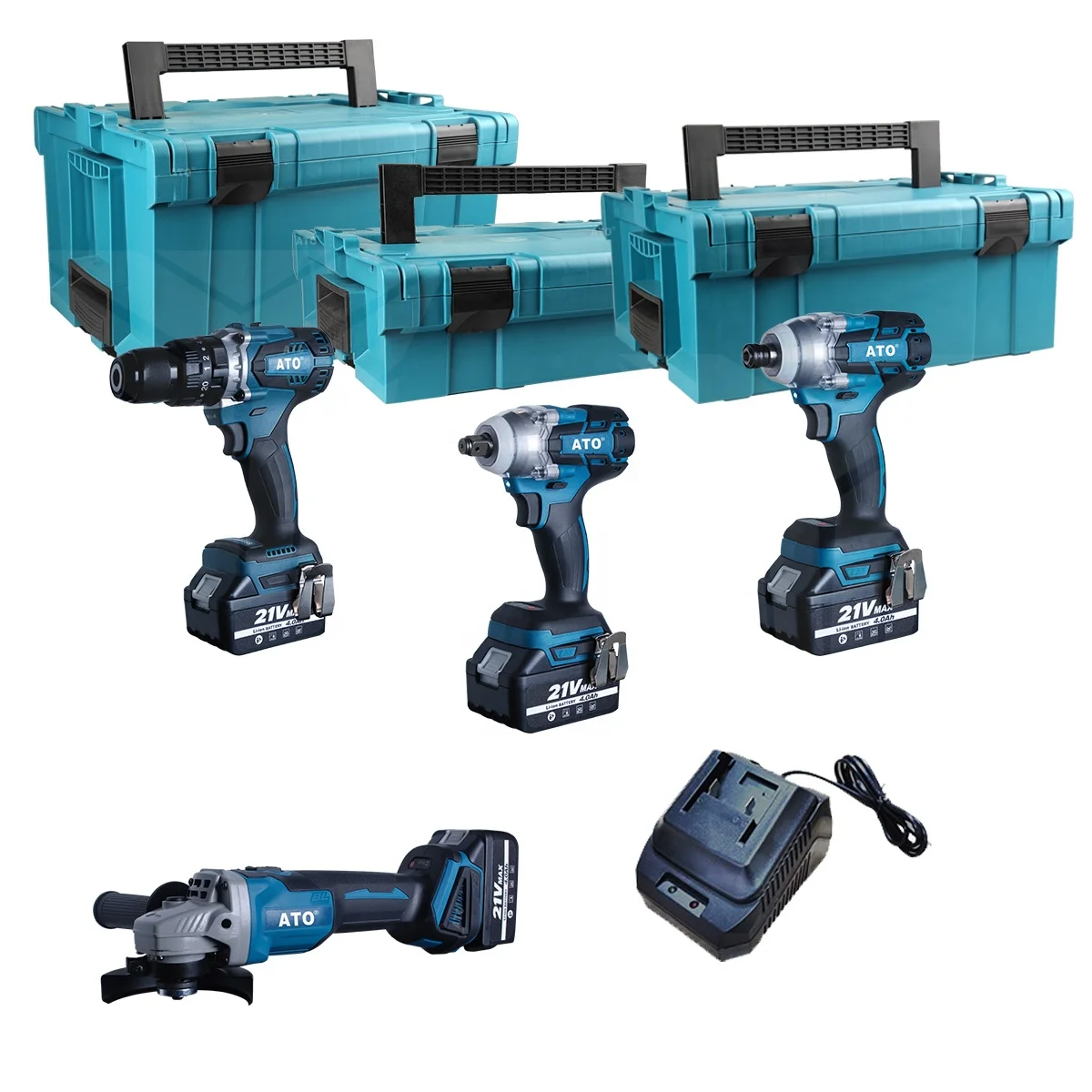 

ATO power tools CB2004 four in one electric 4.0ah brushless cordless impact drill reciprocating saw wrench 21v combo kit set