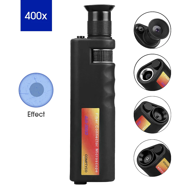 200X Fiber Optical Inspection Microscope LED Illumination Anti Slip Rubber Fiber Microscope 2.5mm(SC/FC/ST) /1.25mm(LC) Adapter