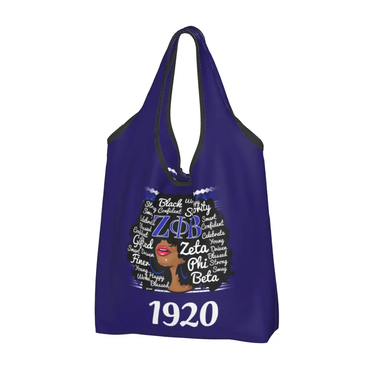 

Fashion Zeta Phi Beta Shopping Tote Bags Portable Grocery Shopper Shoulder Bag