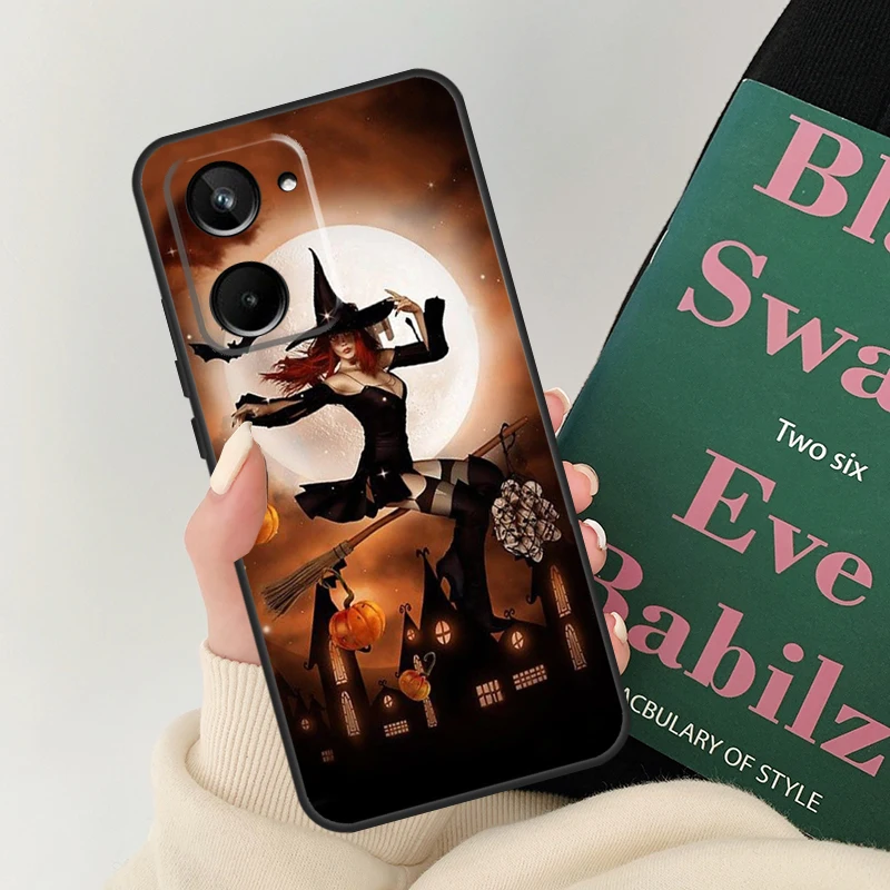 Хэллоуин Луна ведьма ужас для Realme 11 10 9 12 Pro Plus GT Neo 6 5 C21Y C25s C30 C31 C33 C35 C51 C53 C55 C67