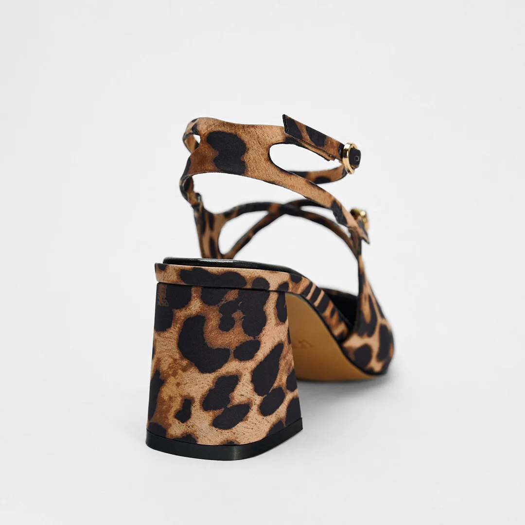 TRAF шикарные леопардовые туфли-лодочки сандалии для женщин женская обувь с