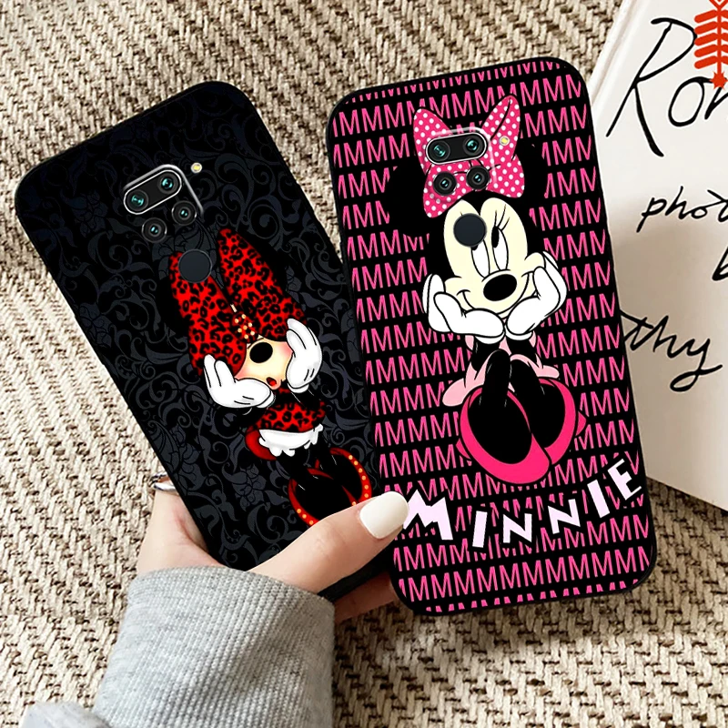 

Cute Minnie Mouse Phone Case For Xiaomi Redmi Note 9 9T 9S 9 Pro 5G Liquid Silicon Funda TPU Soft Silicone Cover Back