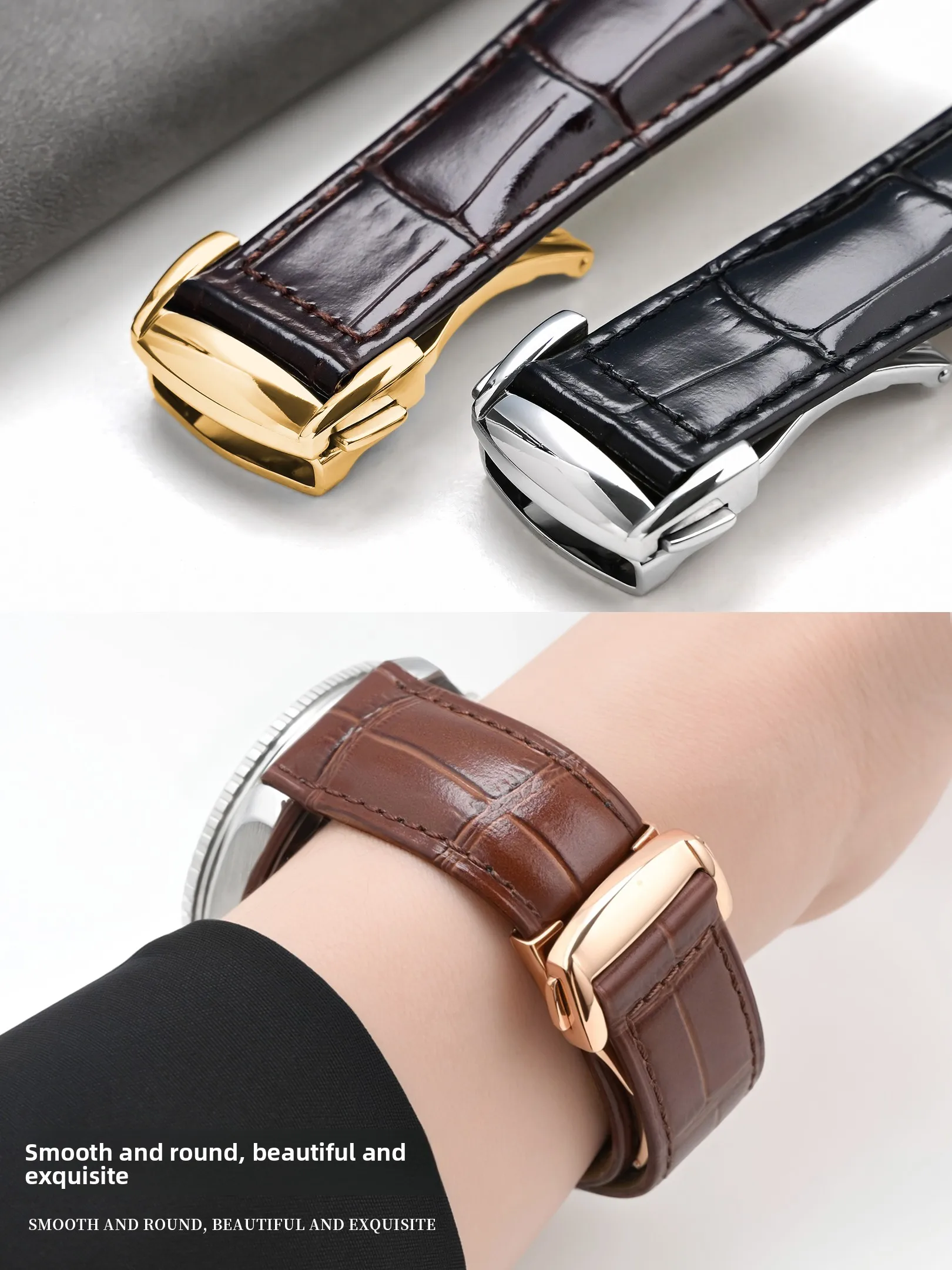 Фото Ремешок для часов Omega с застежкой-бабочкой, кожаный, резиновый, нейлоновый, 16, 18, 20 мм, аксессуары для ремешков, застежки, фурнитура №4