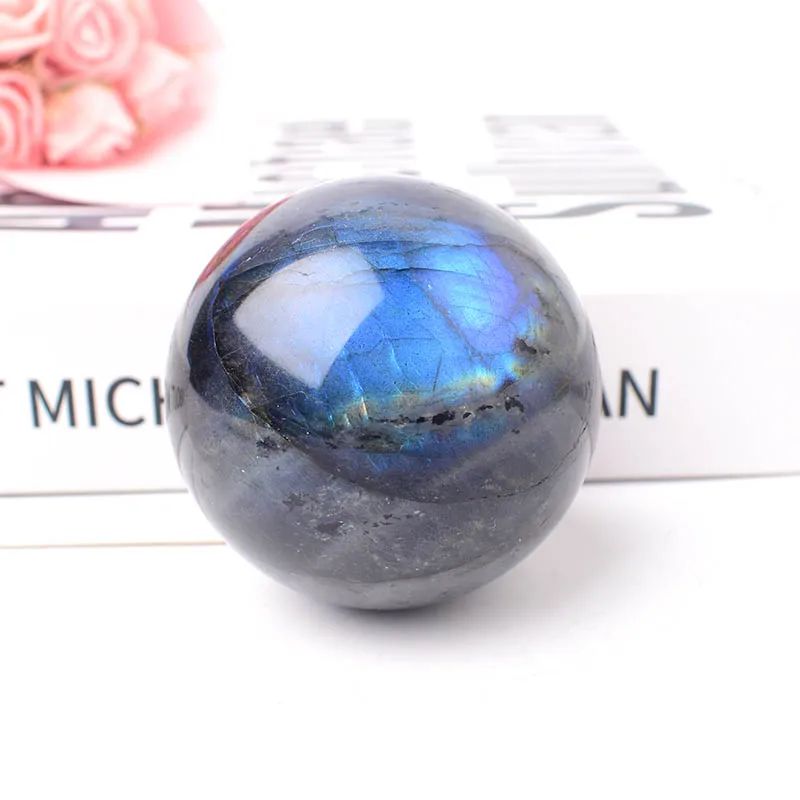 

Натуральный Полированный Кристалл Лабрадорита, Целебный Минеральный Шар Для Медитации, Сине-серый, 5 См