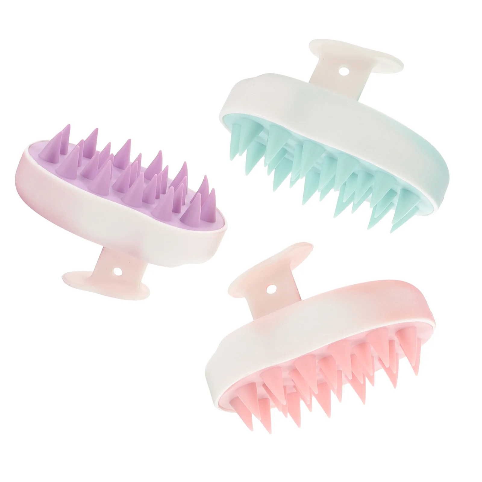 

3 Pcs Shower Scalp Mango Hair Exfoliator Wet Dry Wash Comb Shampoo Brush Scrubber Pp Washing Care