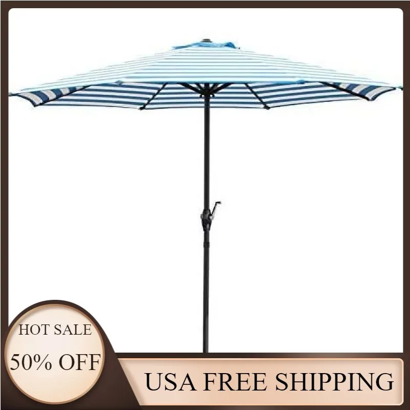 

Vineego, 9 футов, зонт для внутреннего дворика с регулируемым наклоном, белый и синий, офсетные консольные Зонты