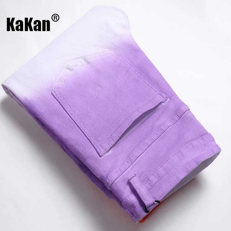 Kakan - New Street  Personalized  Hand-painted Colorful Jeans for Men, Slim Fit Small Foot Long Jeans K19-1318