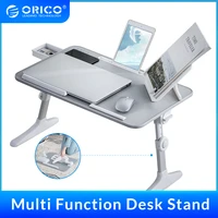 orico laptop desk for bed adjustable notebook stand folding portable tablet tray table with storage drawer for work home