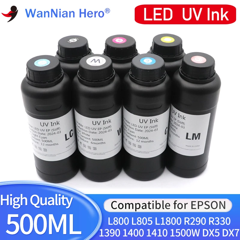 500 мл УФ чернила для Epson TX800 XP600 1390 I3200 DX5 DX7 DX10 печатающая головка L805 L1800 Светодиодный