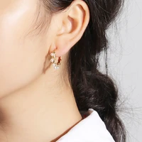 specia hot sale gold color electroplated freshwater clasp earrings fashion girl trendy punk earrings with cz