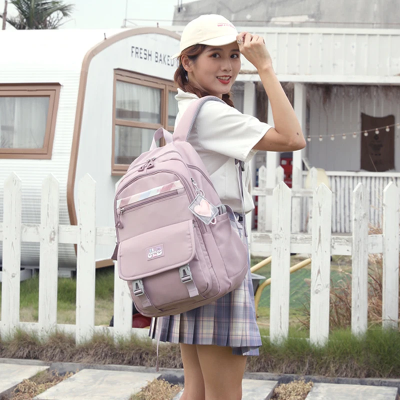 High School Girls Backpack School Bags For Teenage Pink Mochila Women Nylon Waterproof Laptop Bagpack Cute Kawaii School Bags