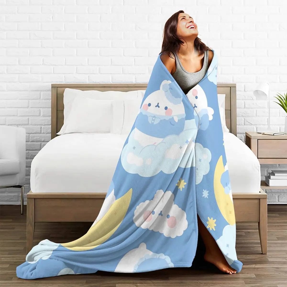 Одеяло Molangs теплое мягкое плюшевое одеяло с принтом для дивана-кровати