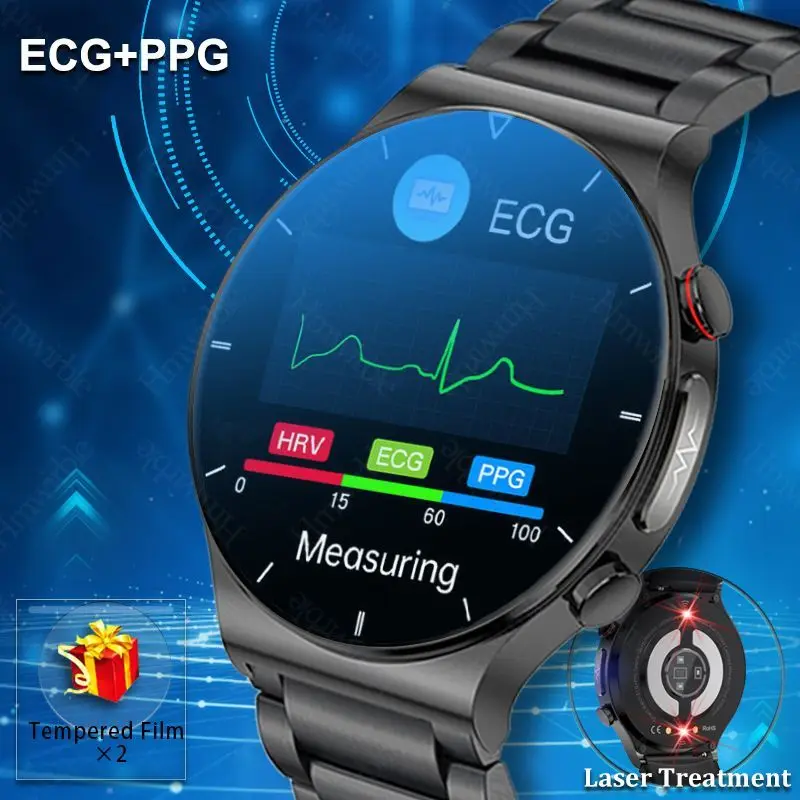 

For Android Xiaomi Ios Smart Watch Men Ecg 2022 Bluetooth Watches Blood Pressure Oxygen Laser Therapy Smartwatch Men Waterproof