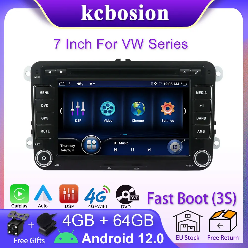 

Автомобильный мультимедийный плеер, DVD-плеер на Android 12, DSP, для VW/Volkswagen/Golf/Polo/Tiguan/Passat/b7/b6/SEAT/Skoda/Octavia, типоразмер 2 Din