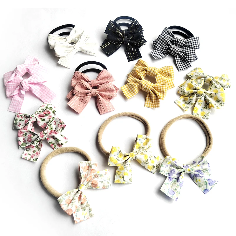 2Pcs/Set Floral Hair Clip Set Girl Cute Bow Flower Headwear Kids Lattice Hairpin Headband Hair Band Child Hair Accessories