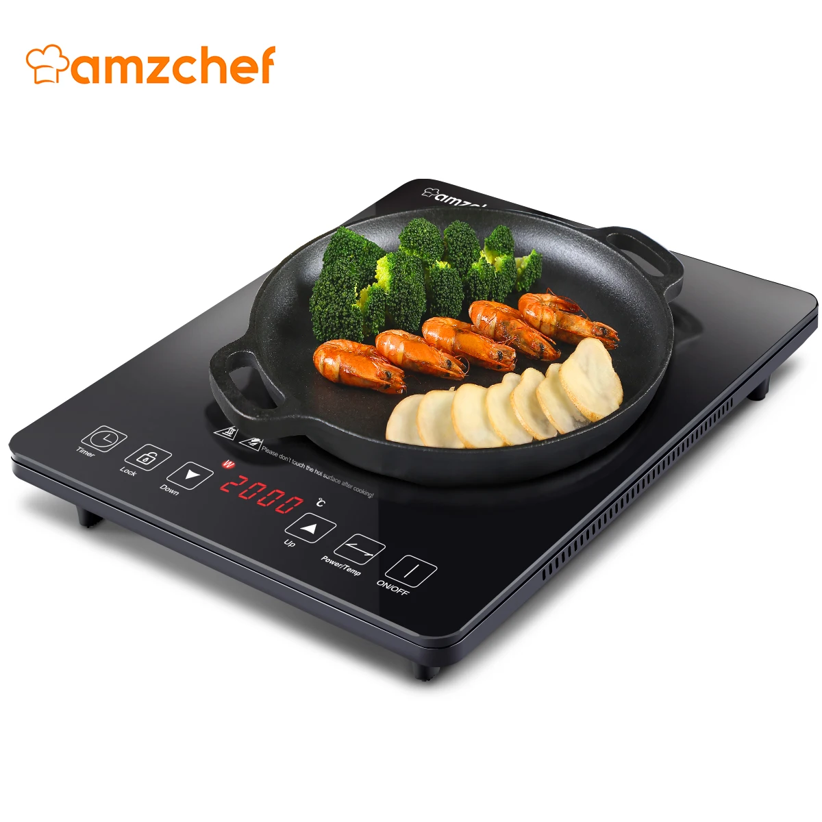 Amzchef Induction Cooker 2000W Electric induction cooktop adjustable Temperature hob Power Magnetic Cooker Hot Plates SK-CB16