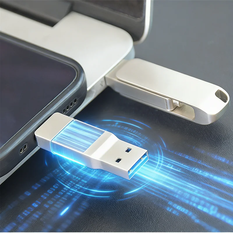 Фото Новый USB-накопитель 3-в-1 512 ГБ 256 ГБ 128 ГБ Type-C для iPhone, iPad, Android, Samsung OTG, высокоскоростной внешний накопитель №3