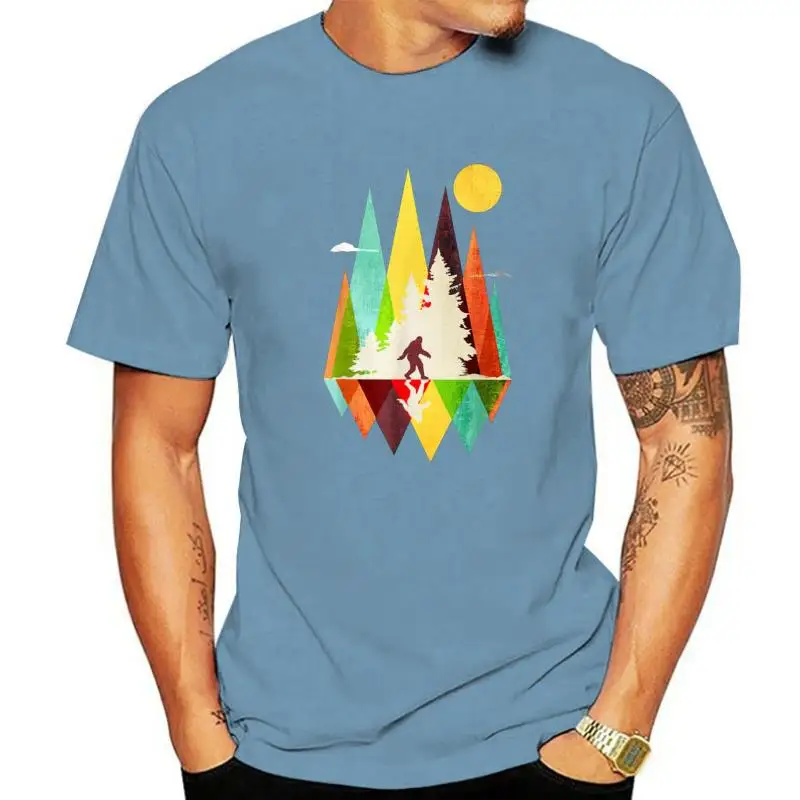Bigfoot Mountain Funny Minimalist Abstract Art T-Shirt Camisas Hombre Graphic Men T Shirts Custom Tops Cotton Group