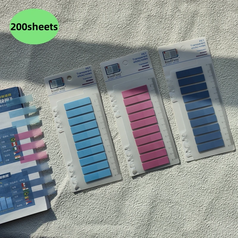 200 Sheets Transparent Sticky Notes Self-Adhesive Reading Annotation ...