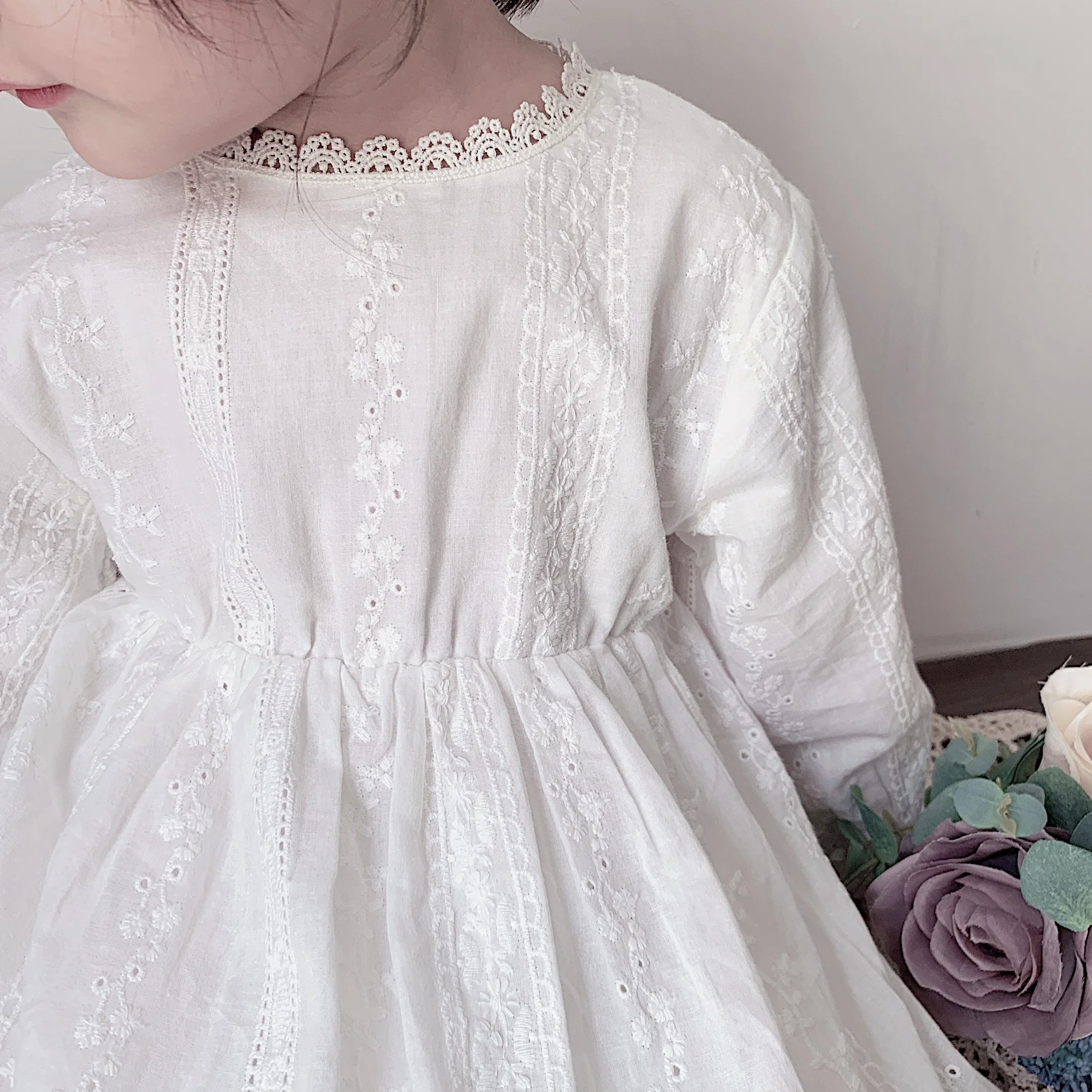 Girlsɽresses Children's Long Sleeve Girls'princess Autumn Dresses Kids Designer Party For baby Girls White Dress | Детская