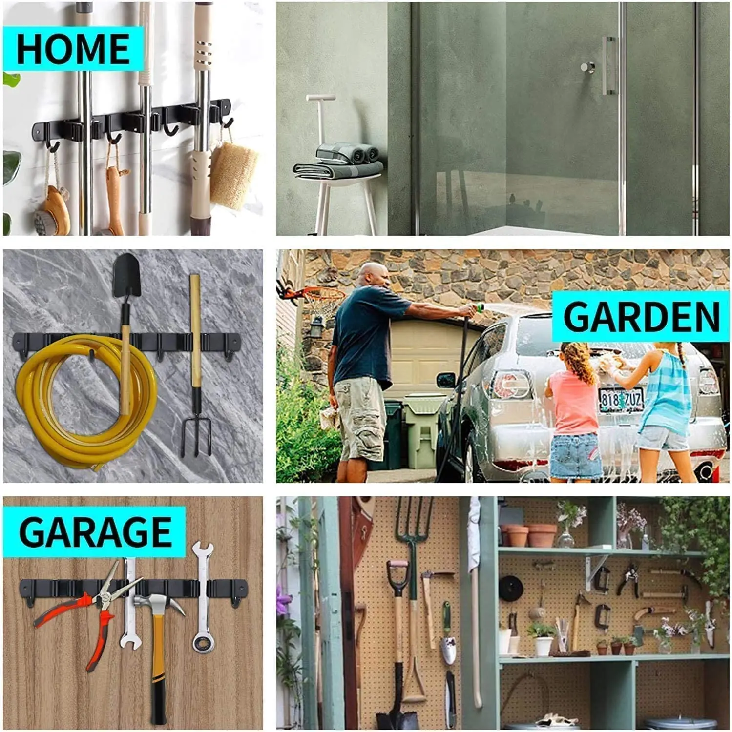 

Broom Hook Holder Wall Mount Mop Organizer Holder Stainless Steel Storage Hook Kitchen Bathroom Organization Accessories 1PC/2PC