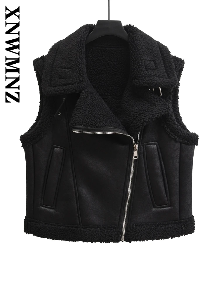 XNWMNZ женский 2024 новинка осени/зимы модный однотонный топ без рукавов с отложным