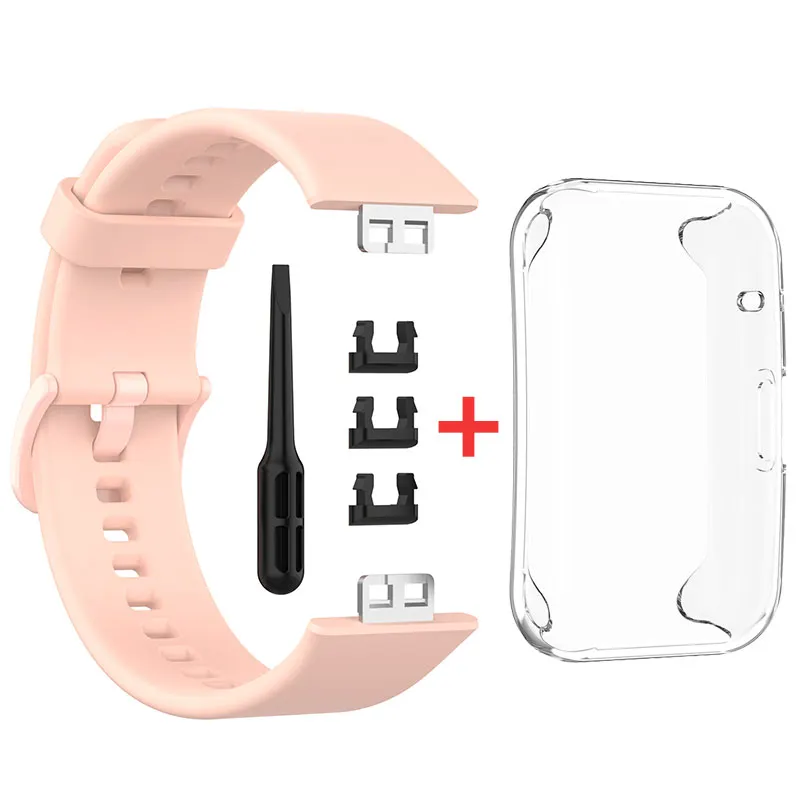 

Силиконовый ремешок + чехол из ТПУ для Huawei Watch Fit, ремешок для умных часов, спортивный браслет на запястье, ремешки для умных часов + чехол, аксессуары для часов