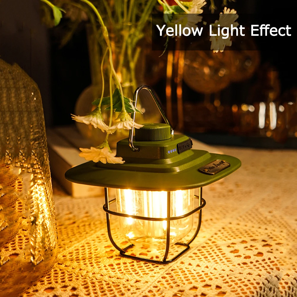 

LED Camping Lantern Vintage Portable Emergency Light Stepless Dimming Waterproof IPX4 Rechargeable for Outdoors for Hiking Camp