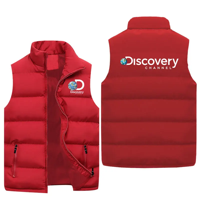 

Мужской пуховой жилет Discovery Channel, модная куртка, без рукавов на молнии, для отдыха, путешествий, теплая осень/зима, для улицы, для дома