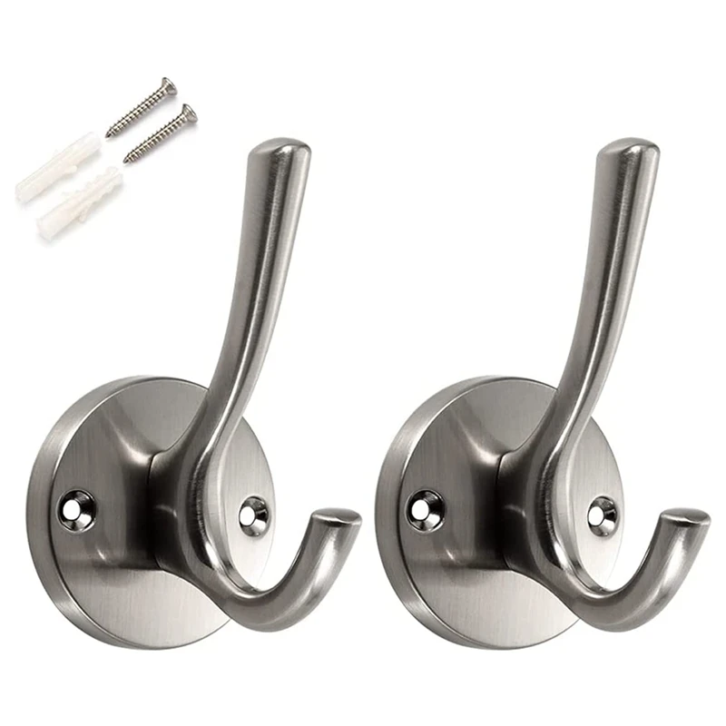 

HOT-Coat Hooks 2 Pack Bathroom Hooks For Wall Robe Hook Decorative Metal Closet Hooks For Hanging Coats And Hat Hooks
