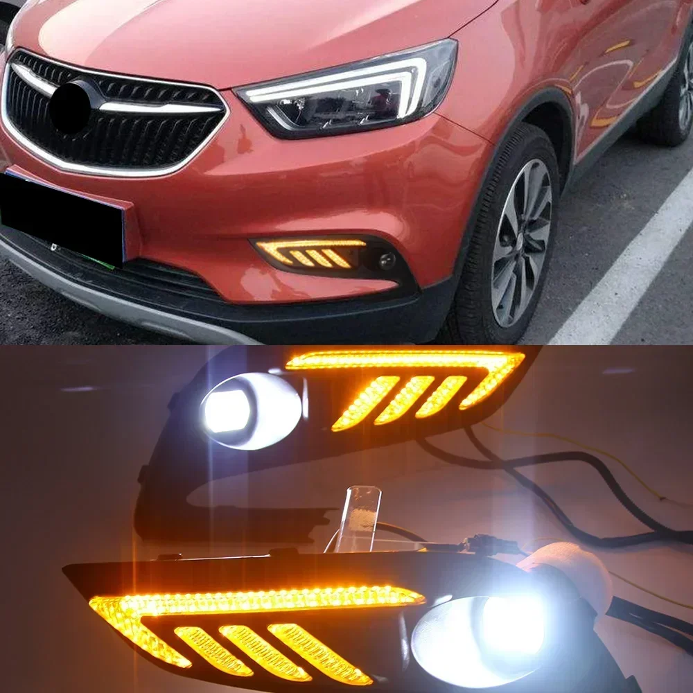 Новый! Автомобильные светодиодные DRL для Buick Encore Opel mokka 2017 2018, дневные ходовые огни с желтым указателем поворота, дневные фары, противотуманные фары (art.: 3920cabb004ed) - 3920cabb004ed