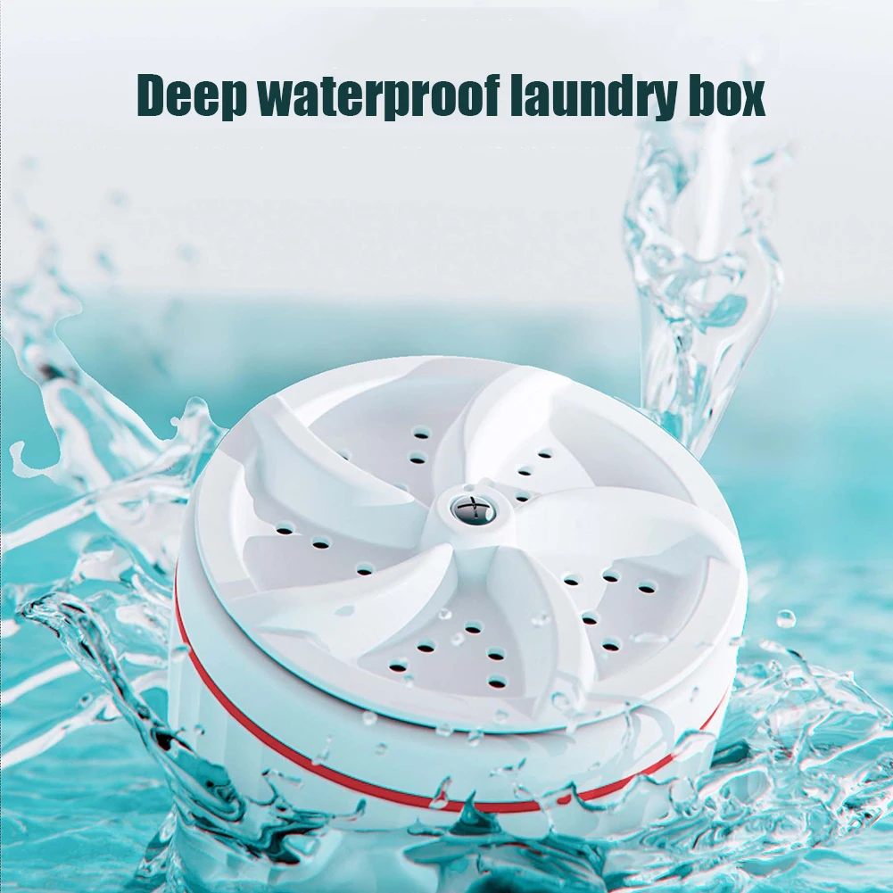 

Portable Ultrasonic Turbo Washing Machine for Home Travel Underwear Socks Turbo Washer Air Bubble Rotating Mini Washing Machine