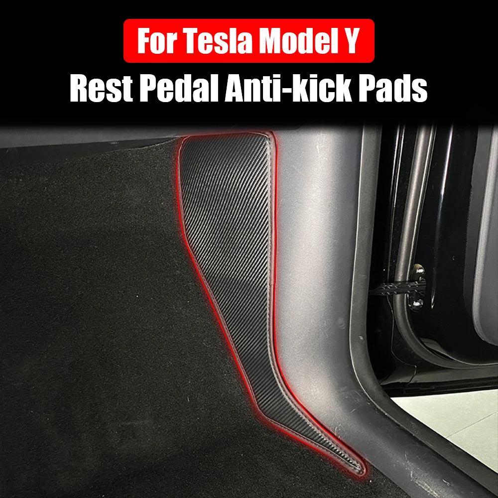 

2 Pcs Front Door Rest Pedal For Tesla Model Y Anti Kick Sticker Wear Resistant Protective Leather Pads Interior Accessories