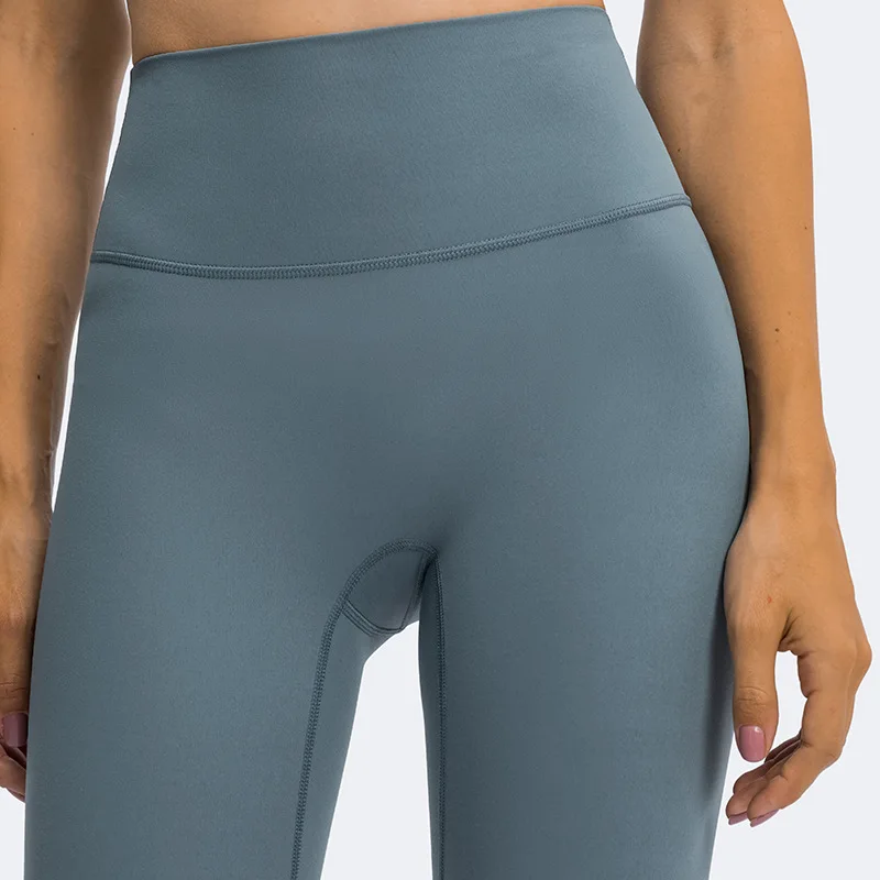 Solid Color Women Sports Pant High Waist Tight Fitness Yoga Legging Peach Squat Proof Back Waist Pocket Comprehensive Training