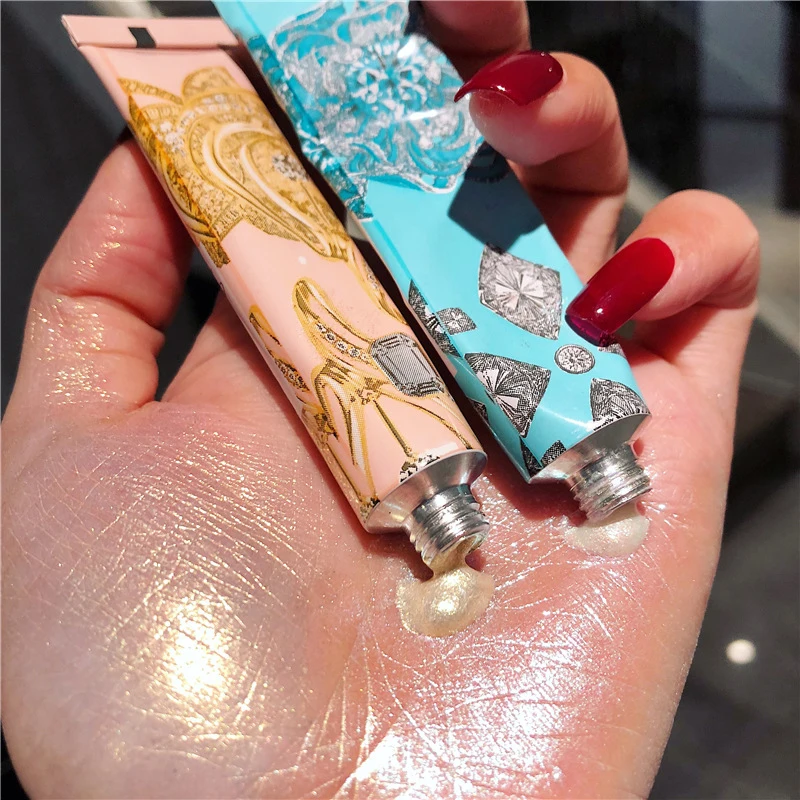 

Diamond Glitter Highlighter Cream Makeup Face Contour Glow Body Shimmer Highlighter Blue Gold Highlight Pallete Makeup