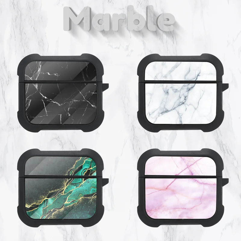 

Marble Patterned Glass Surface Case for AirPods Pro Cover for Apple AirPods 2 3 Generation Earphone AirPod Protective Shell