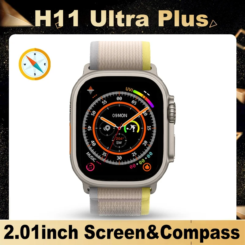 

H11 Ultra Plus Смарт-часы для мужчин 49 мм 1:1 серия 8 NFC Беспроводная зарядка 4 настоящая винтовая Блокировка ремешок Bluetooth Вызов GPS умные часы для муж...