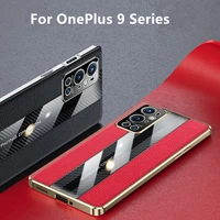 genuine litchi leather carbon fiber grain splicing cover for oneplus 9 pro 9rt 9r racing car design camera protection phone case