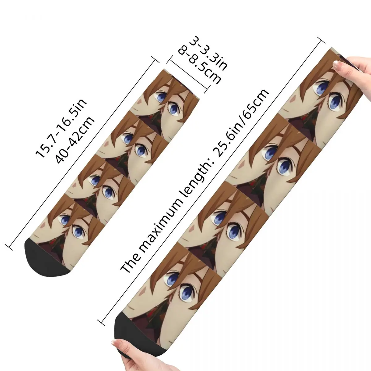 Hip Hop Vintage Childe Tartaglia Face Meme Crazy Men's compression Socks Unisex Genshin impact Harajuku Pattern Crew Sock