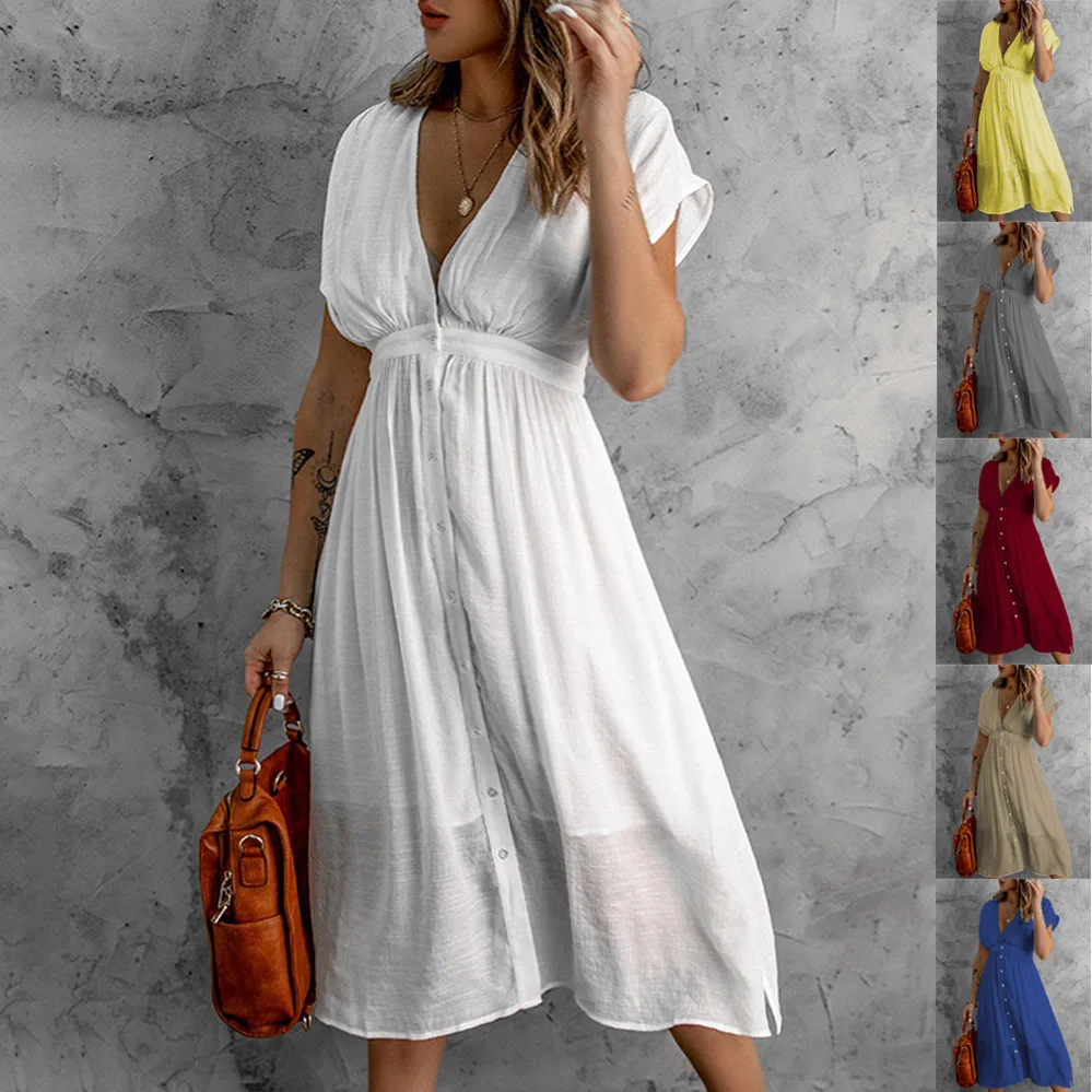 Button Down Casual Dresses for Women 