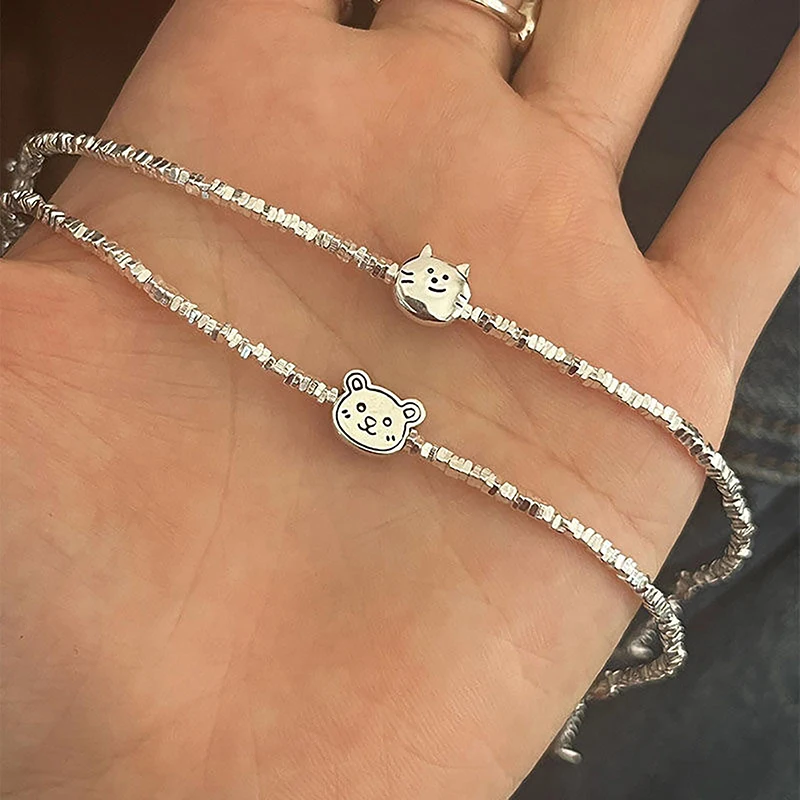Простой универсальный браслет с бусинами и улыбкой Кошка милый подвеской в виде