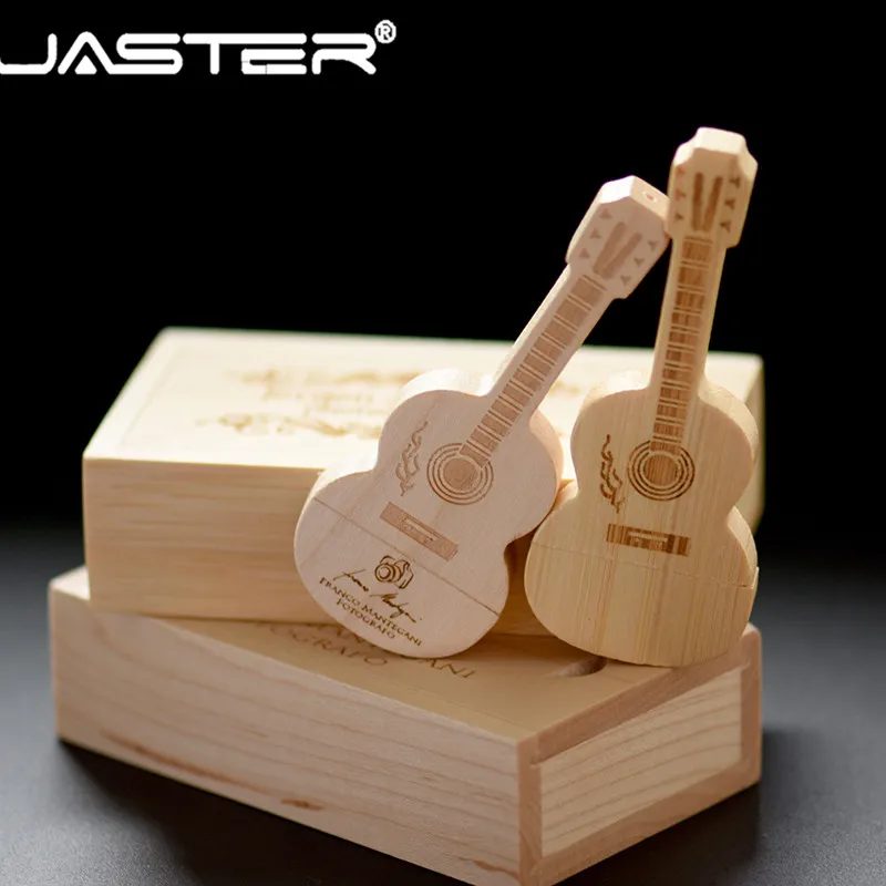 

JASTER logo customized wooden guitar pendrive guitars usb 2.0 flash drive memory Stick 4GB 8G 16GB 32GB 64GB metal keychain gift