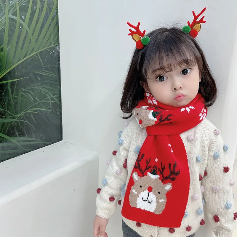 

Christmas gift children's scarf boys and girls neck cover autumn and winter warm cute bear knit baby neck winter