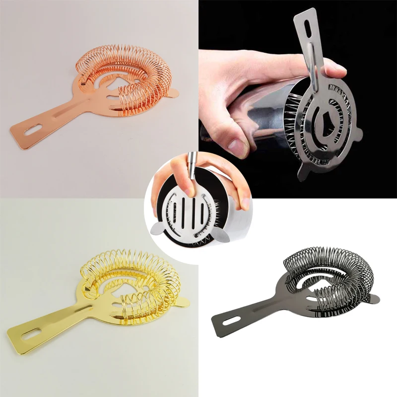 

Black/Gold Strainer Stainless Steel 4Color Bar Strainers Silver/Rose Gold Strainer Cocktail Professional Bar Tools