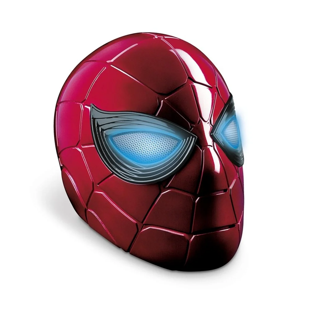 Шлем Marvel Legends Iron Spider-Man 1:1 с светящимися глазами для косплея в стиле Человека-паука на Хэллоуин.
