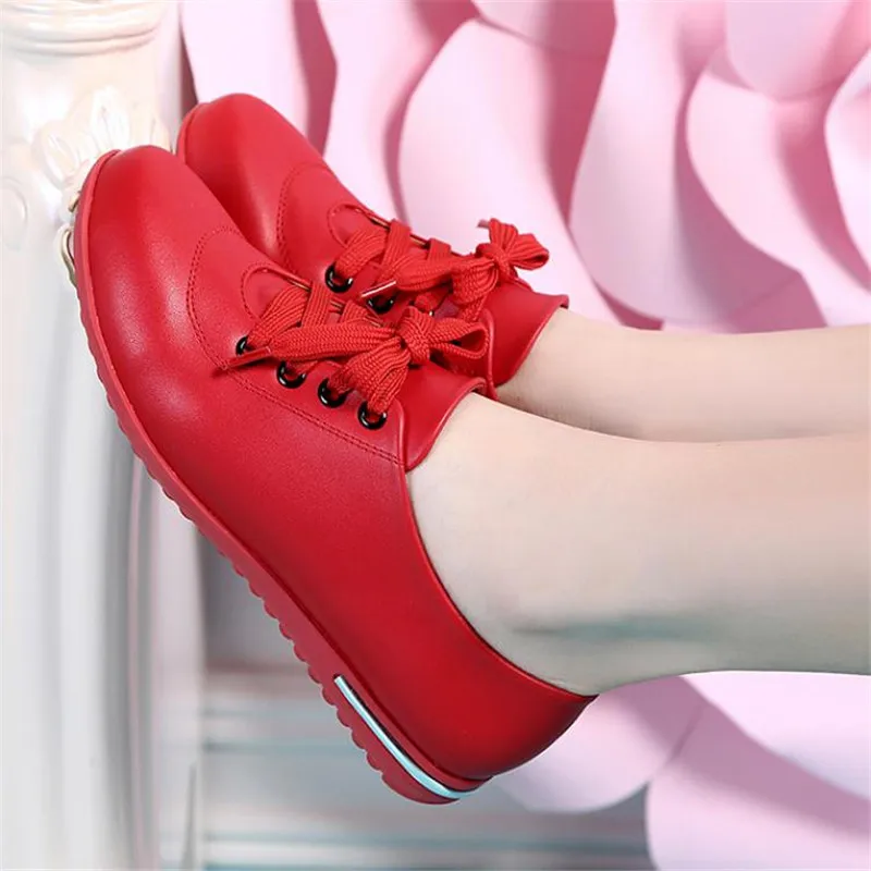 

Женские кожаные кроссовки, повседневная обувь на шнуровке, белые, большие размеры 34-43